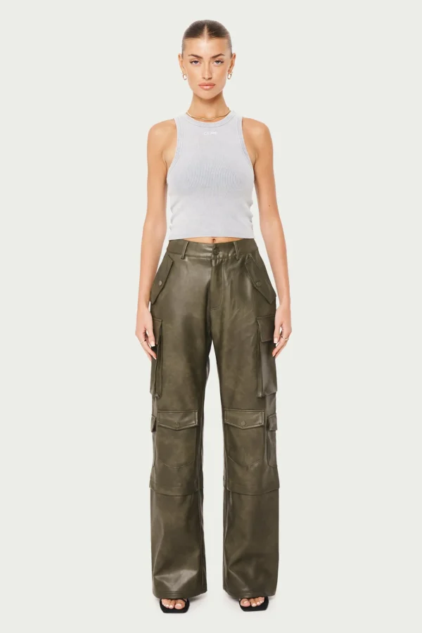 The Couture Club Tops-Acid Wash Ctre Rib Vest Top