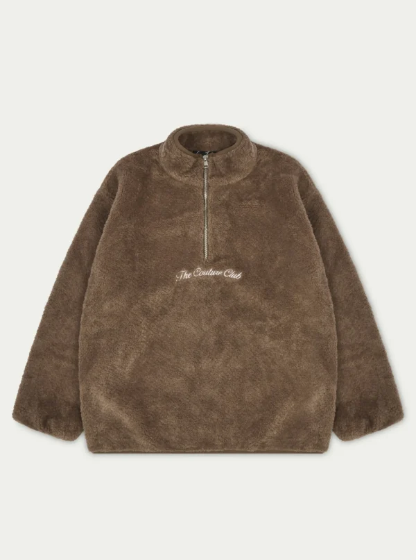 The Couture Club Coats & Jackets-Borg Quarter Zip Funnel Neck Jumper