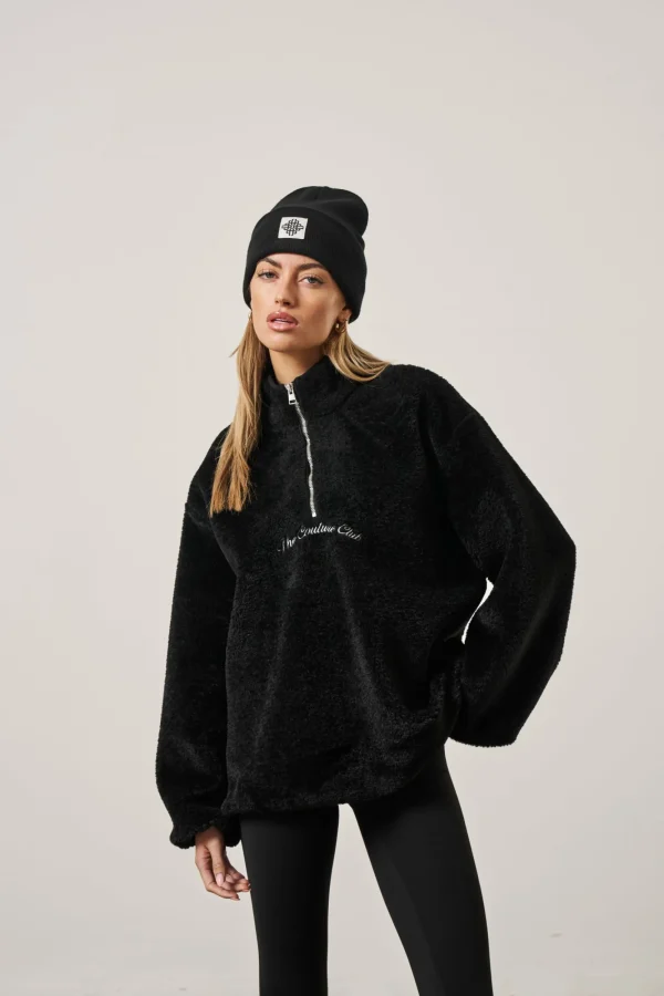 The Couture Club Coats & Jackets-Borg Quarter Zip Funnel Neck Jumper