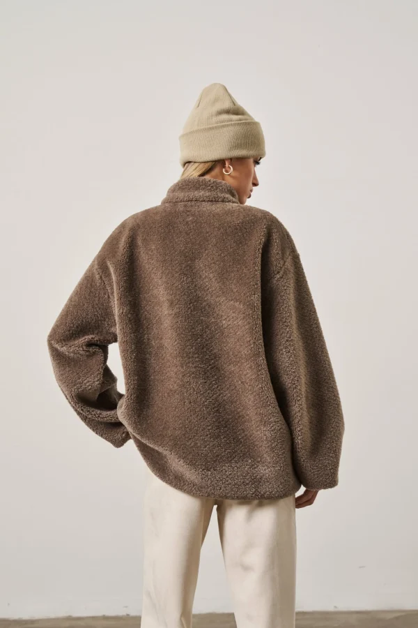 The Couture Club Coats & Jackets-Borg Quarter Zip Funnel Neck Jumper