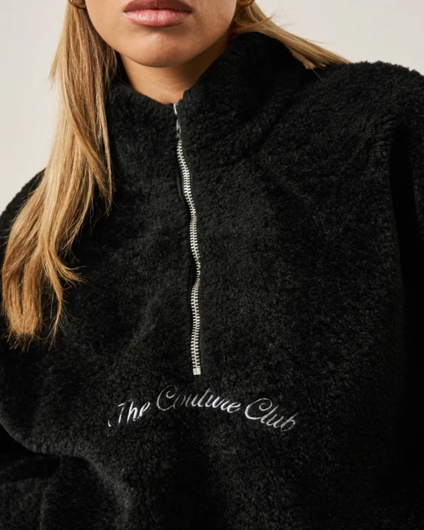 The Couture Club Coats & Jackets-Borg Quarter Zip Funnel Neck Jumper