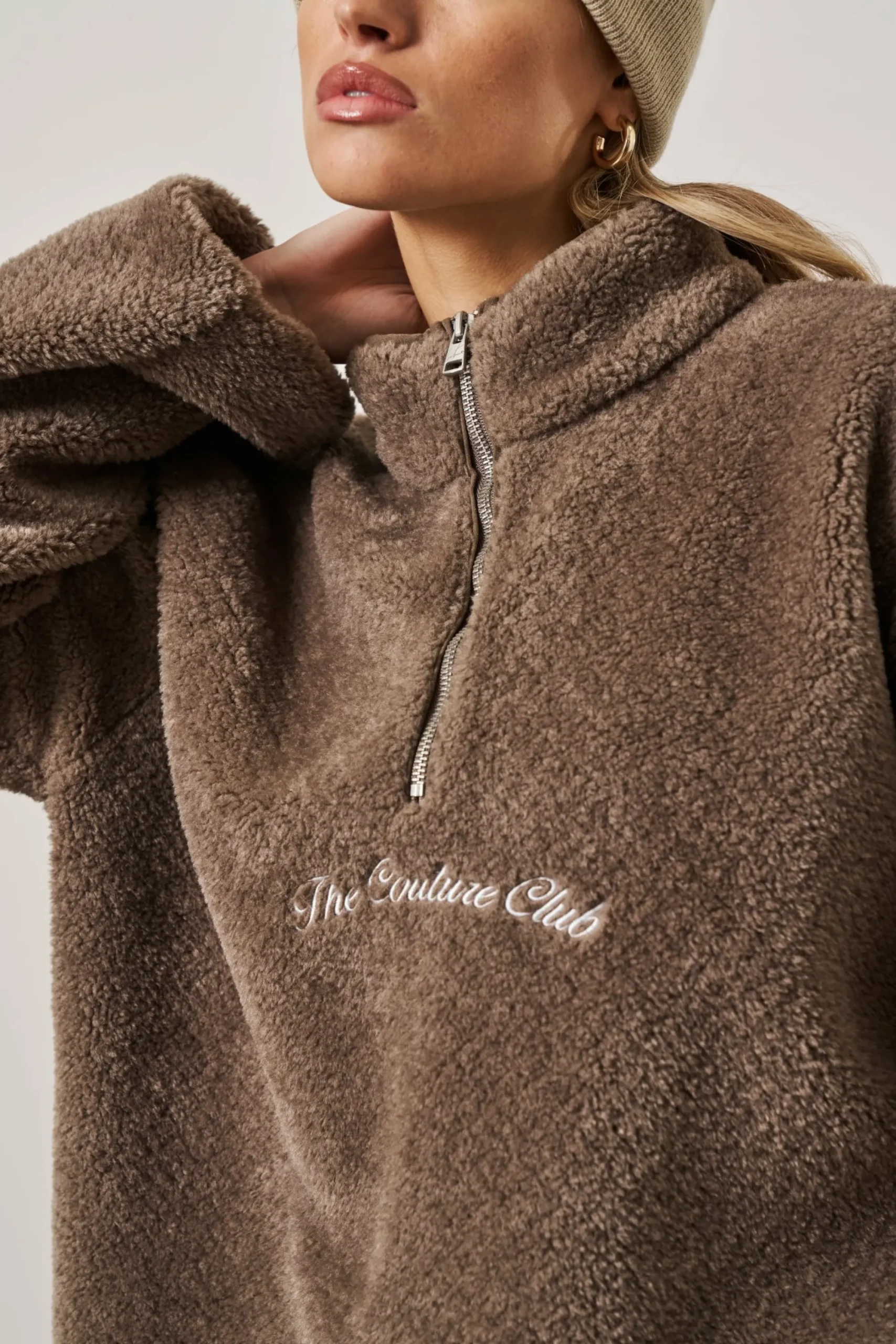 borg_quarter_zip_funnel_n_3.webp The Couture Club Coats & Jackets-Borg Quarter Zip Funnel Neck Jumper