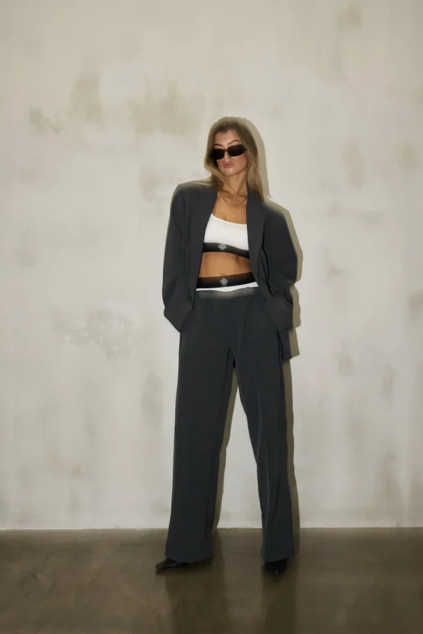 The Couture Club Co-Ords & Sets-Branded Elastic Double Layer Trousers