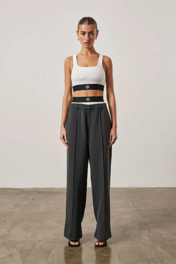 The Couture Club Tops-Branded Elastic Racer Crop Top