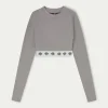 The Couture Club Tops-Branded Waistband Fitted Ribbed Top