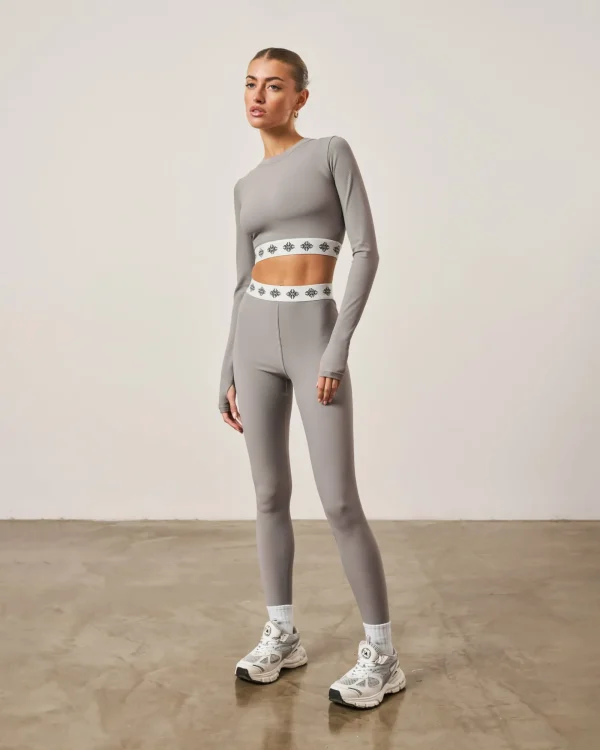 The Couture Club Co-Ords & Sets-Branded Waistband Ribbed Leggings