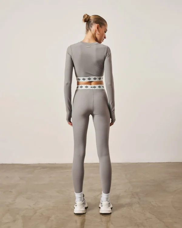The Couture Club Co-Ords & Sets-Branded Waistband Ribbed Leggings
