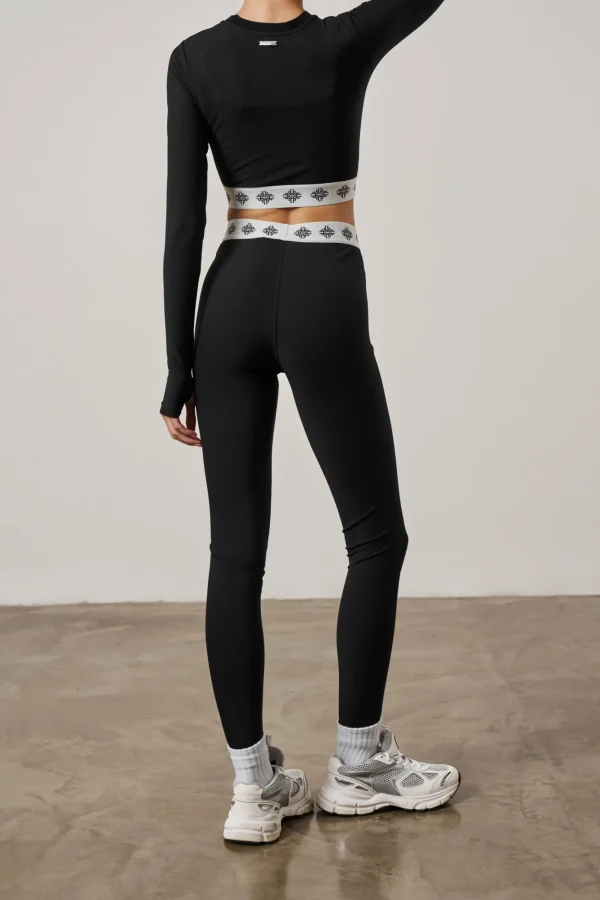 The Couture Club Co-Ords & Sets-Branded Waistband Ribbed Leggings