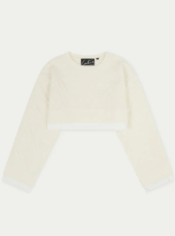 The Couture Club Hoodies-Cable Knitted Cropped Sweater