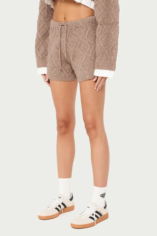 The Couture Club Shorts-Cable Knitted Shorts