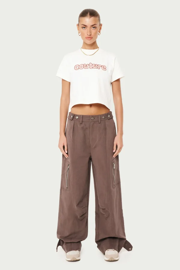 The Couture Club T-Shirts-Chain Stitch Cropped T-Shirt