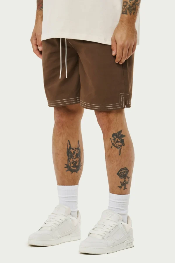 The Couture Club Shorts-Contrast Stitch Woven Shorts