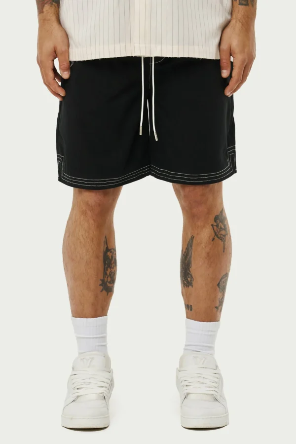 The Couture Club Shorts-Contrast Stitch Woven Shorts