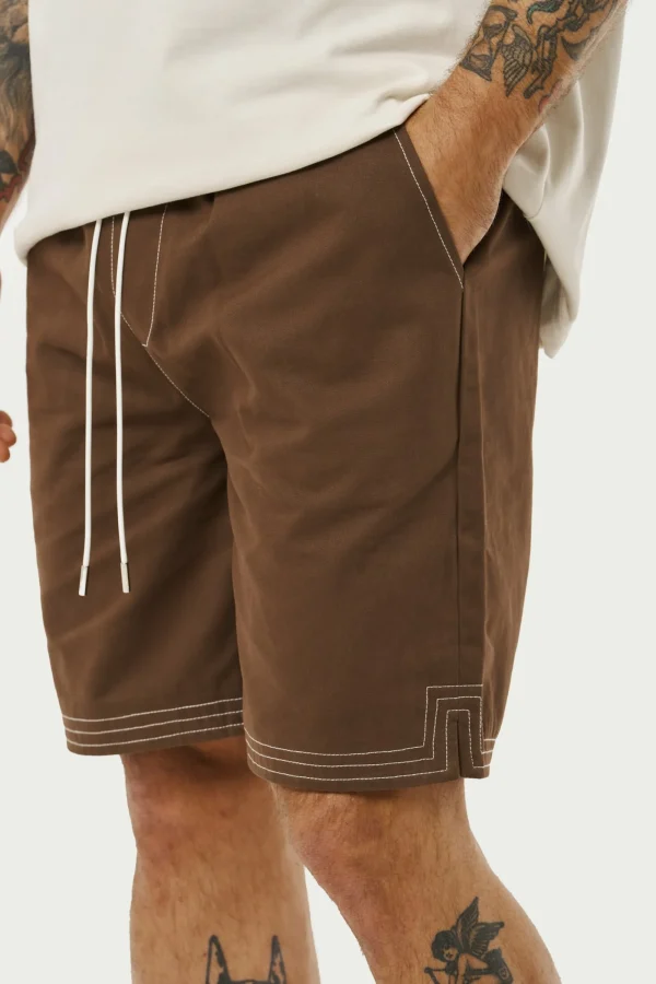 The Couture Club Shorts-Contrast Stitch Woven Shorts