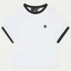 The Couture Club Tops-Couture Emblem Ringer Baby Tee