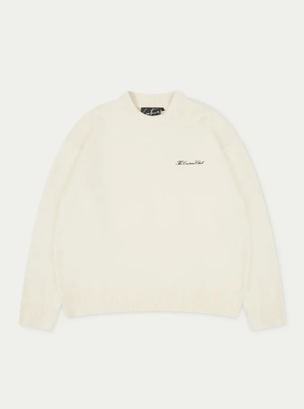 The Couture Club Sweatshirts-Couture Script Knitted Crew
