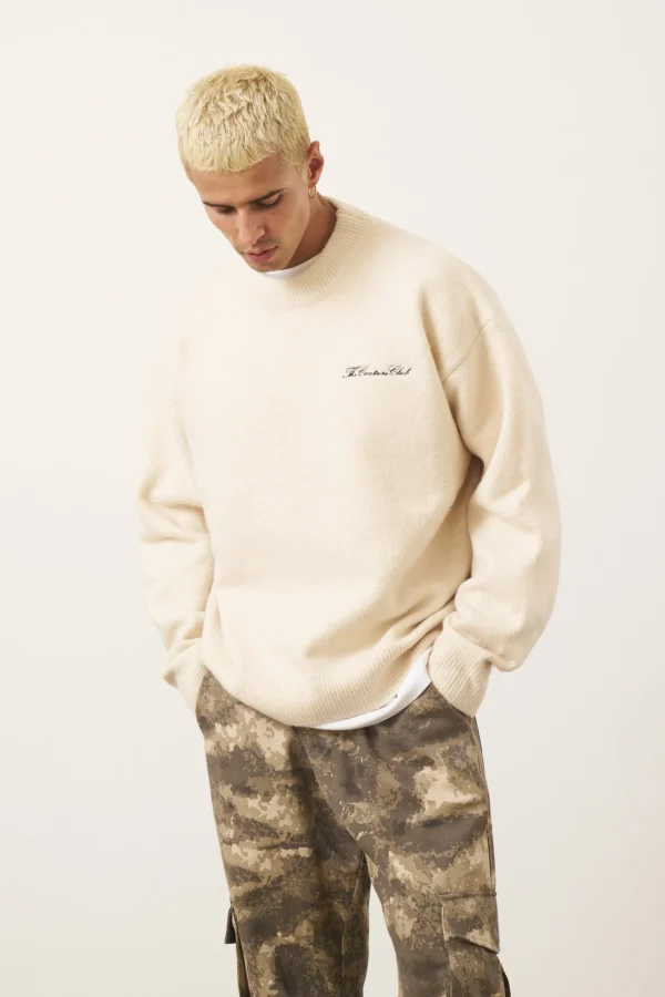 The Couture Club Sweatshirts-Couture Script Knitted Crew