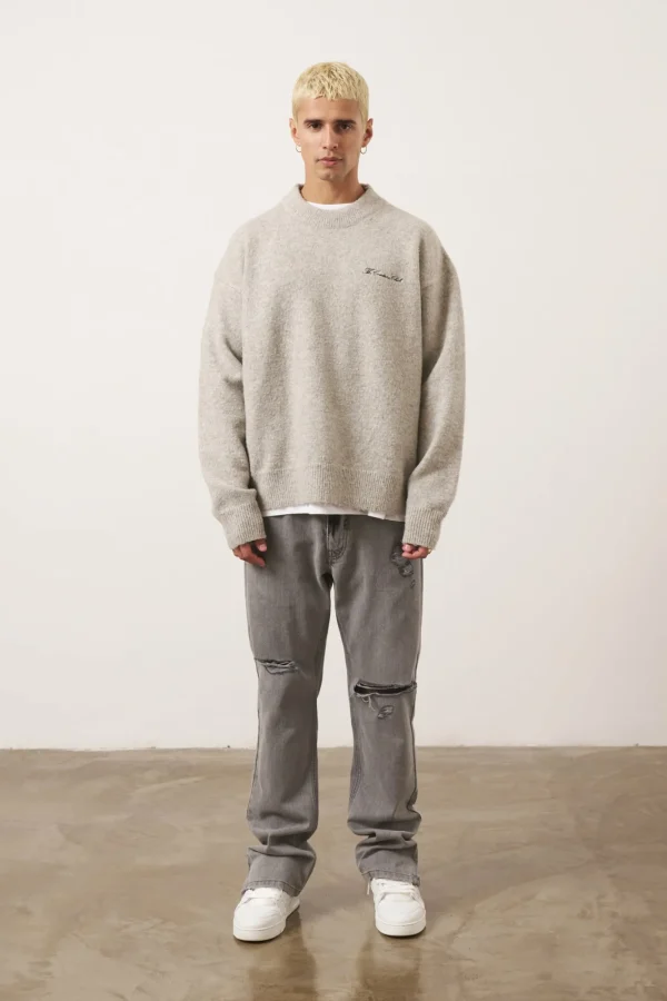 The Couture Club Sweatshirts-Couture Script Knitted Crew