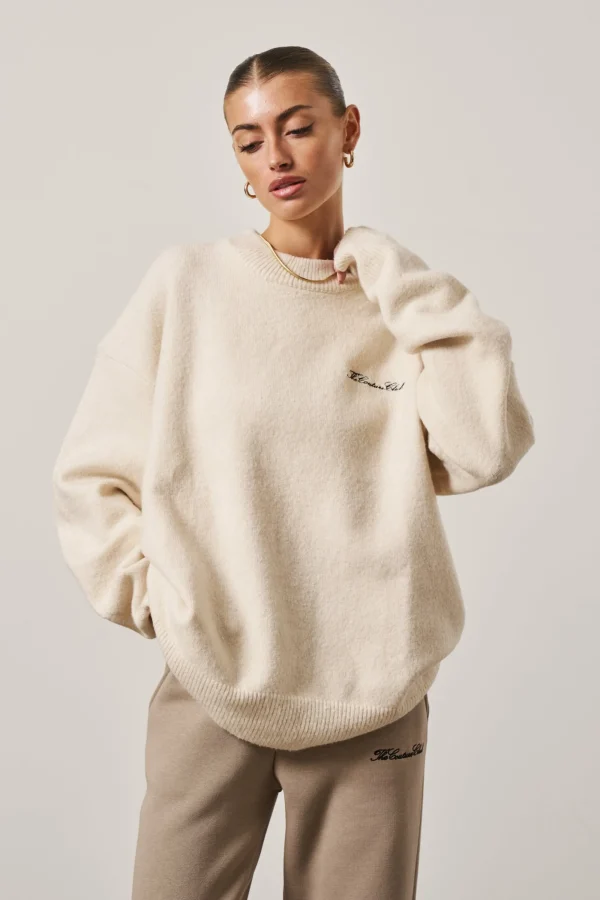 The Couture Club Sweatshirts-Couture Script Knitted Crew