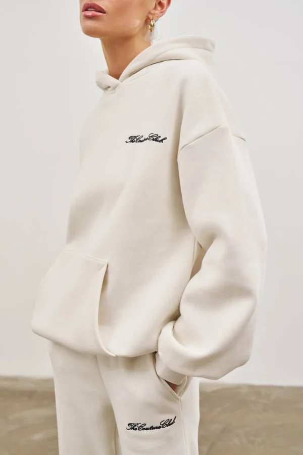 The Couture Club Tracksuits-Couture Script Puff Sleeve Hoodie
