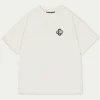 The Couture Club T-Shirts-Cracked Print Emblem Relaxed T-Shirt
