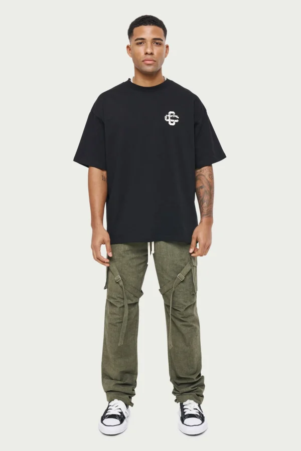 The Couture Club T-Shirts-Cracked Print Emblem Relaxed T-Shirt