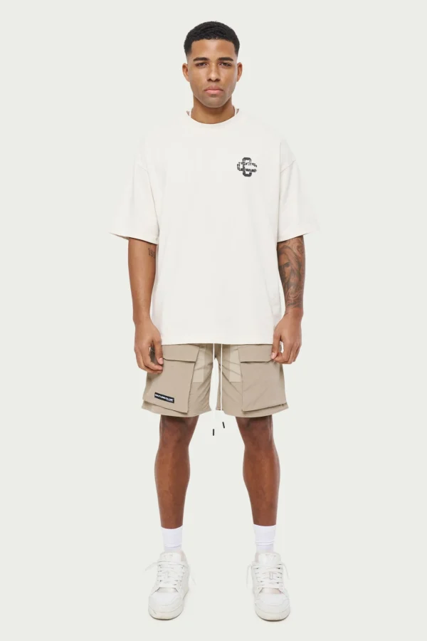 The Couture Club T-Shirts-Cracked Print Emblem Relaxed T-Shirt