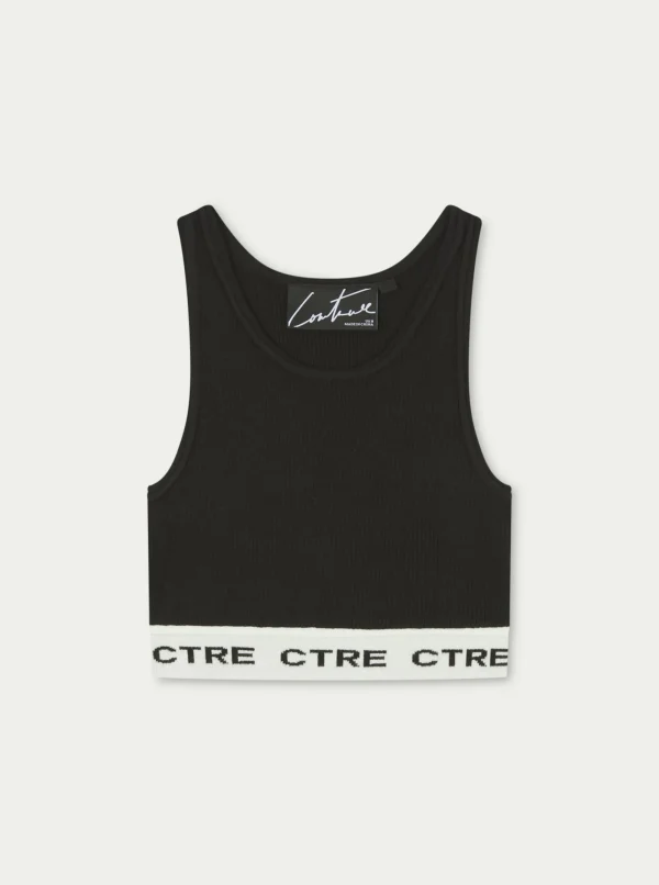The Couture Club Tops-Ctre Knit Crop Top
