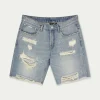 The Couture Club Shorts-Distressed Raw Hem Denim Shorts