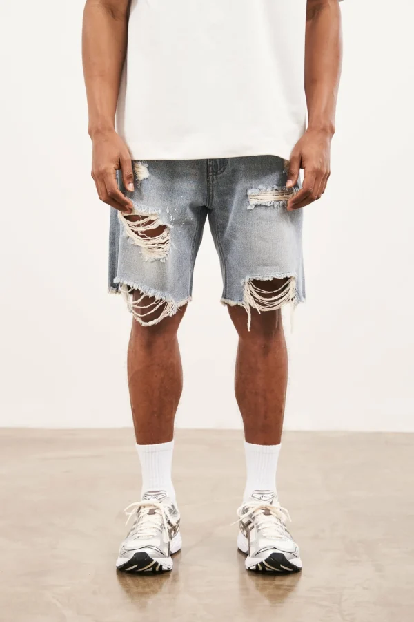 The Couture Club Shorts-Distressed Raw Hem Denim Shorts