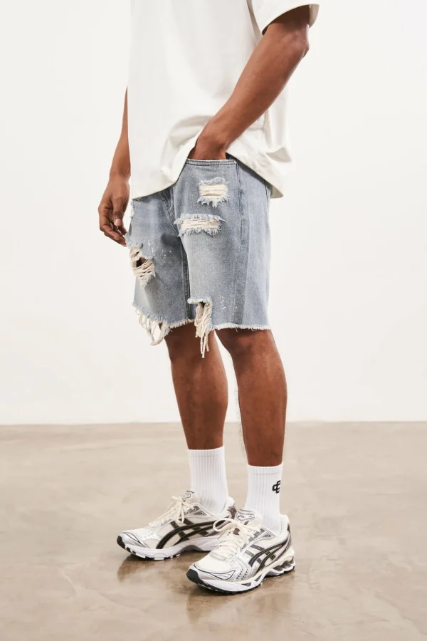 The Couture Club Shorts-Distressed Raw Hem Denim Shorts