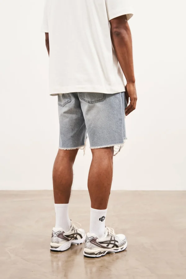 The Couture Club Shorts-Distressed Raw Hem Denim Shorts