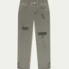 The Couture Club Bottoms-Distressed Straight Leg Jean