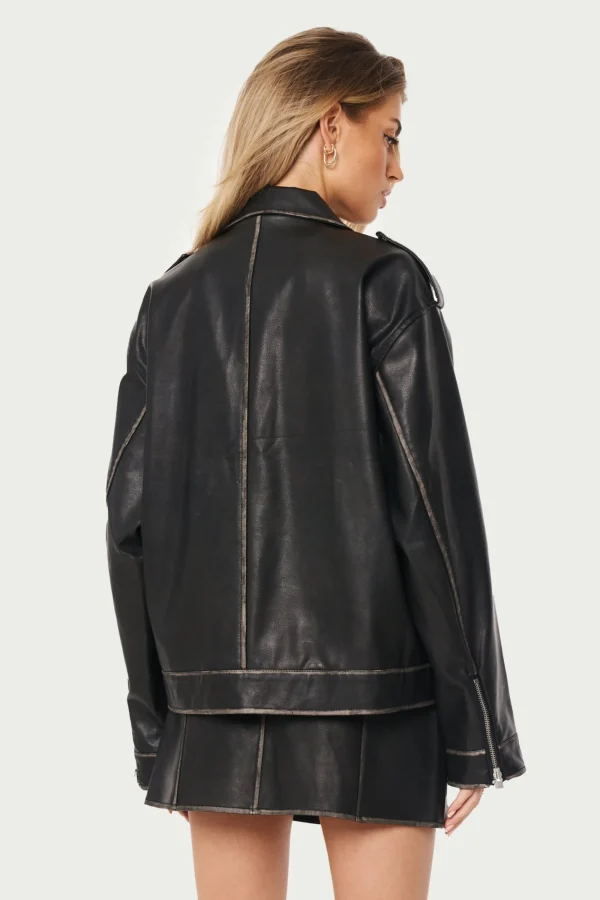 The Couture Club Co-Ords & Sets-Distressed Vintage Biker Jacket