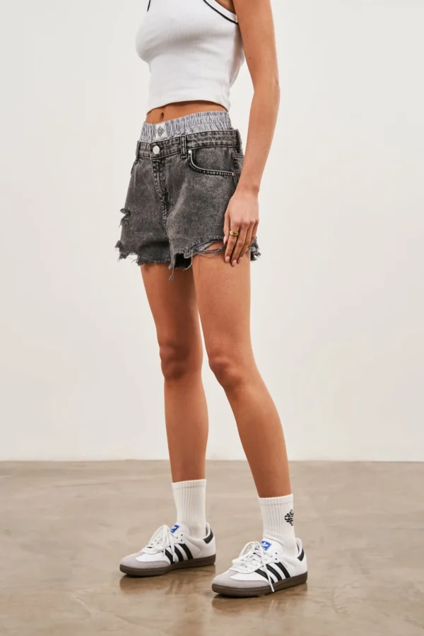 The Couture Club Shorts-Double Layer Boxer Denim Shorts