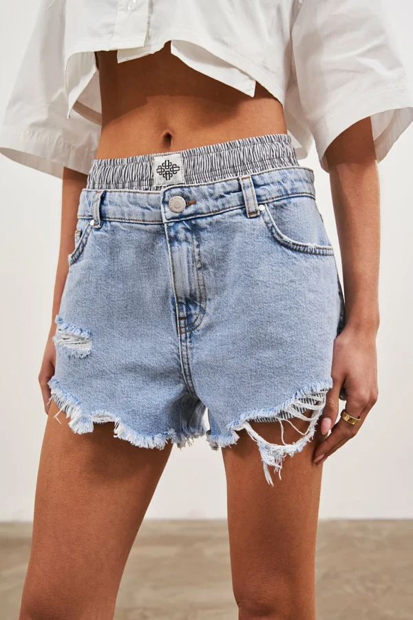 The Couture Club Shorts-Double Layer Boxer Denim Short