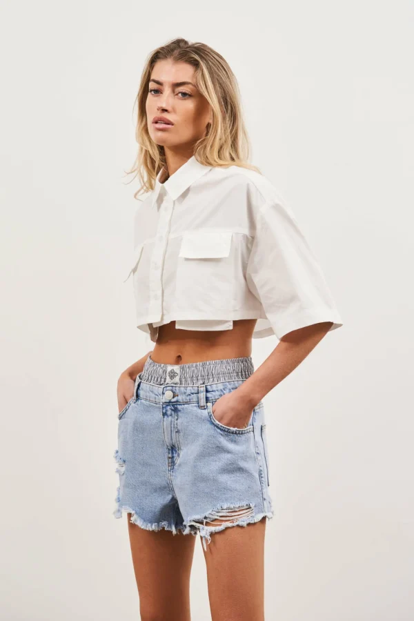 The Couture Club Shorts-Double Layer Boxer Denim Short
