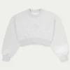 The Couture Club Sweatshirts-Emblem Applique Crop Sweatshirt