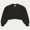 The Couture Club Sweatshirts-Emblem Applique Crop Sweatshirt