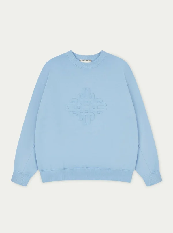 The Couture Club Sweatshirts-Emblem Embossed Oversized Sweatshirt