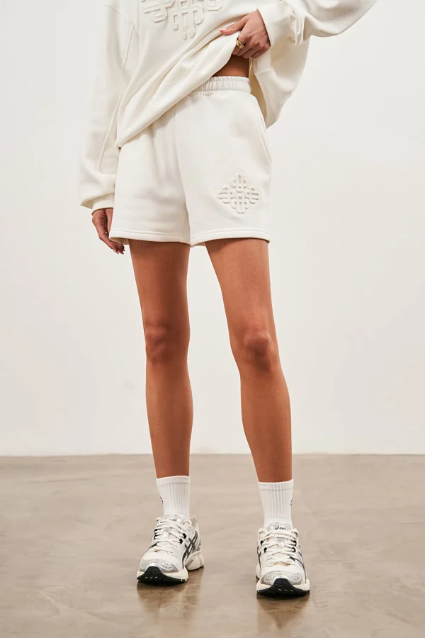 The Couture Club Shorts-Emblem Embossed Shorts