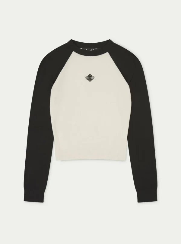 The Couture Club Tops-Emblem Fine Knitted Long Sleeve Top