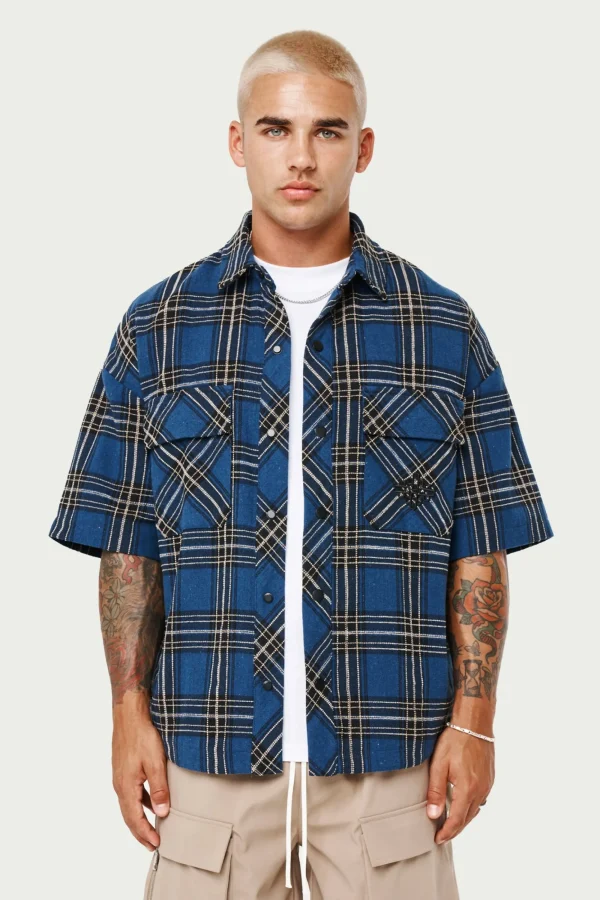 The Couture Club Shirts-Emblem Flannel Overshirt