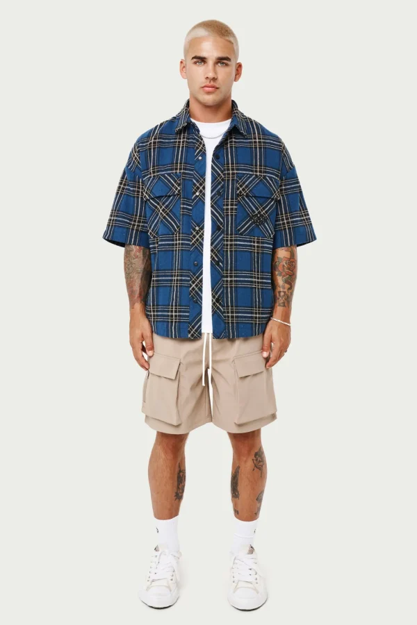 The Couture Club Shirts-Emblem Flannel Overshirt