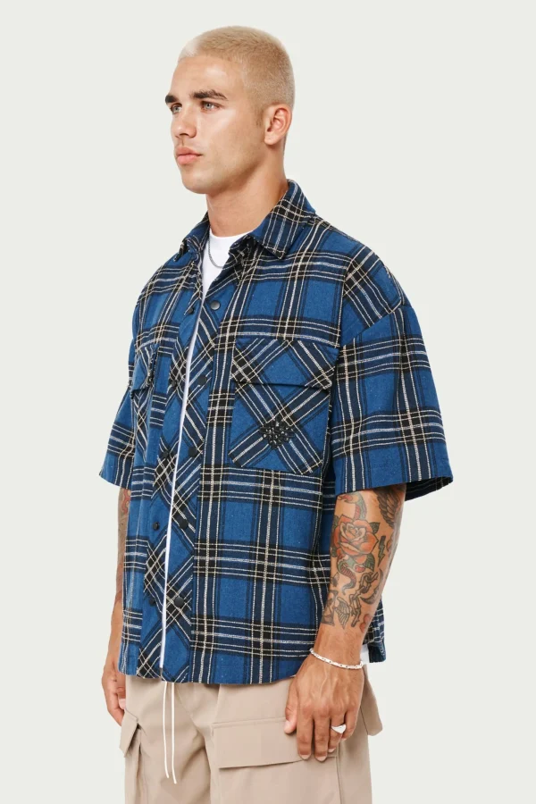 The Couture Club Shirts-Emblem Flannel Overshirt