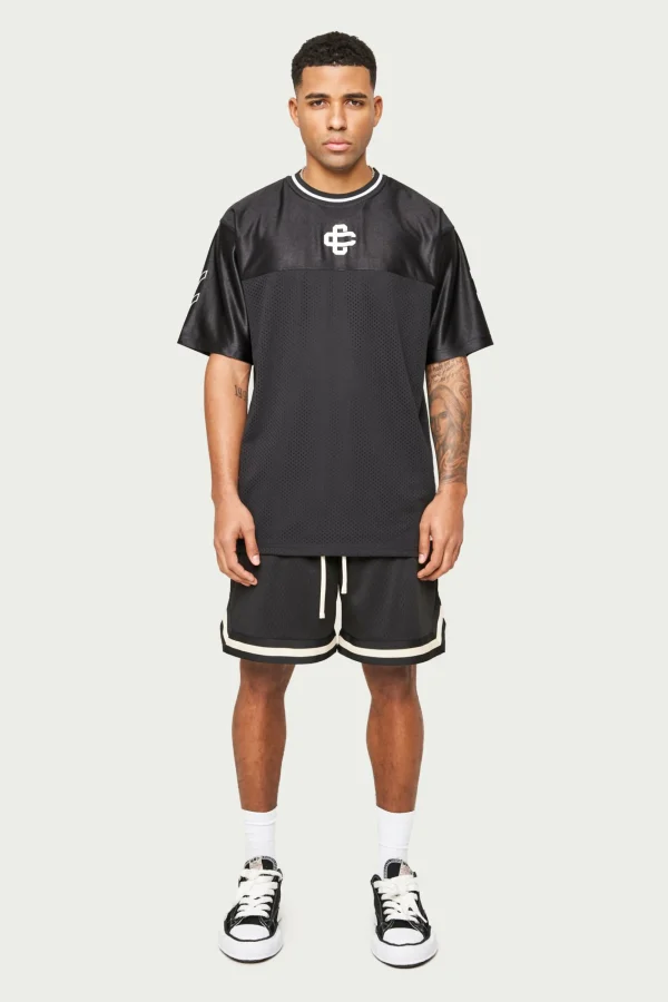 The Couture Club T-Shirts-Emblem Mesh Basketball T-Shirt