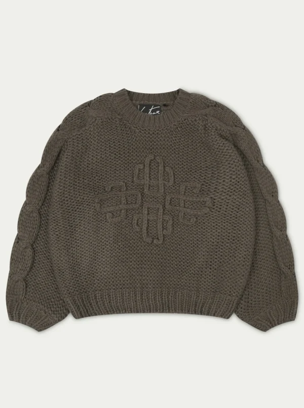 The Couture Club Sweatshirts-Emblem Oversized Knit Jumper