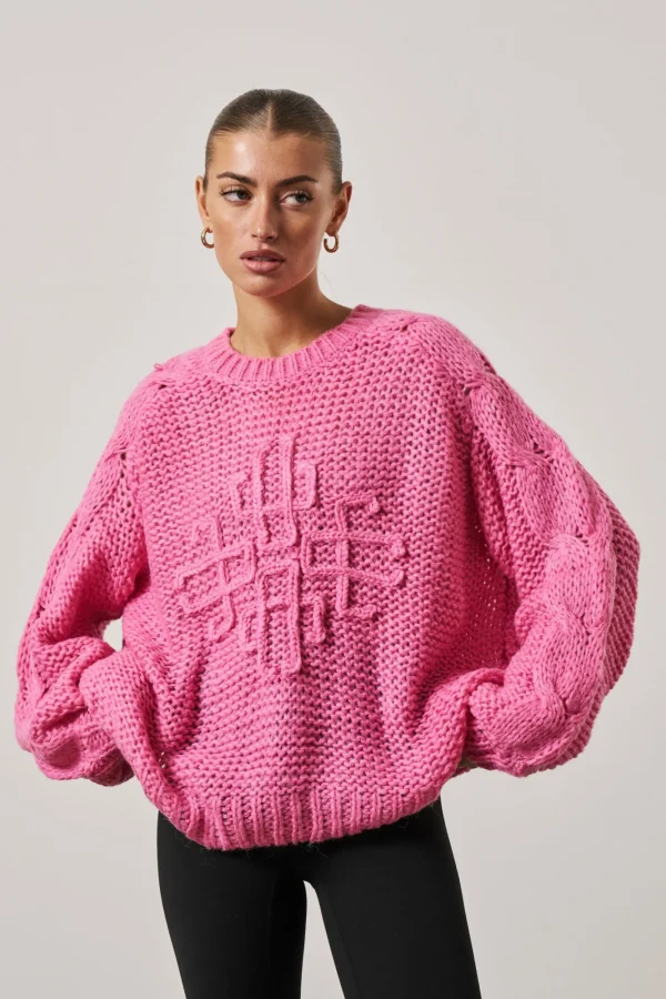 The Couture Club Sweatshirts-Emblem Oversized Knit Jumper
