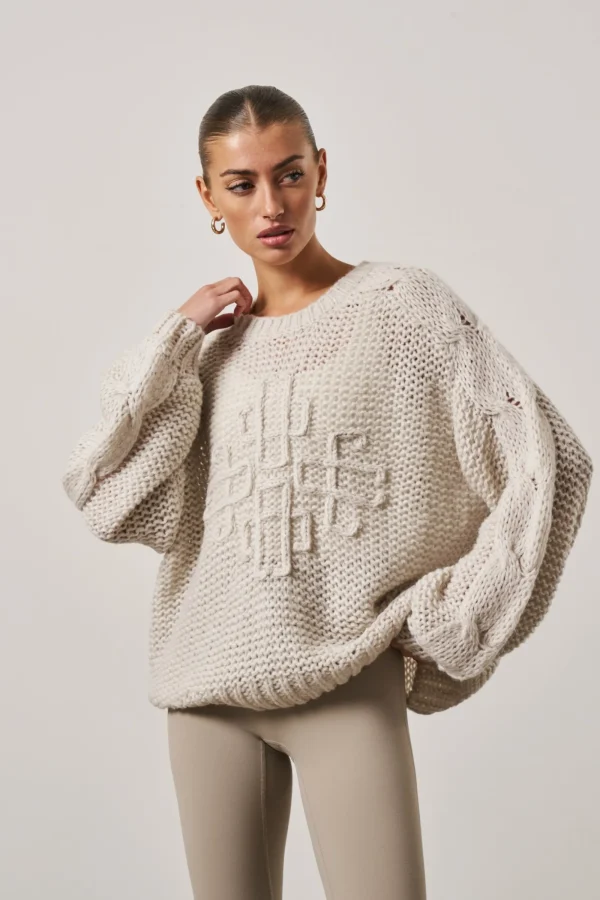 The Couture Club Sweatshirts-Emblem Oversized Knit Jumper