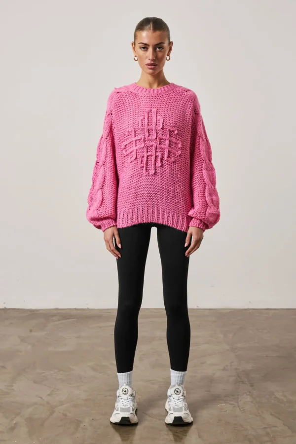The Couture Club Sweatshirts-Emblem Oversized Knit Jumper